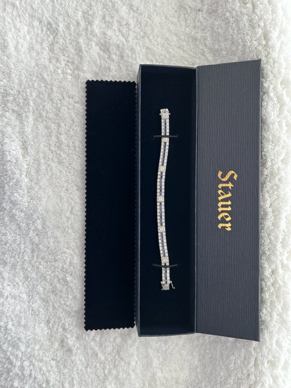 NEW Stauer 925 Sapphire Color Baguette CZ Tennis Bracelet